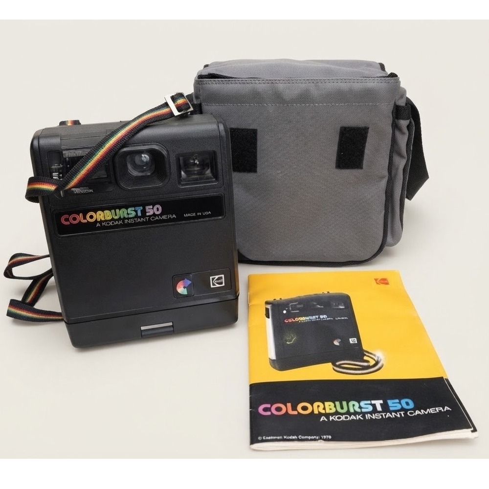 Kodak Colorburst 50 Vintage Instant Camera Rainbow Strap Case Manual 1979 USA